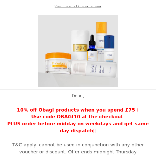 SAVE on Obagi and get SAME DAY dispatch