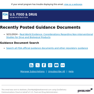 Recently Posted Guidance Documents