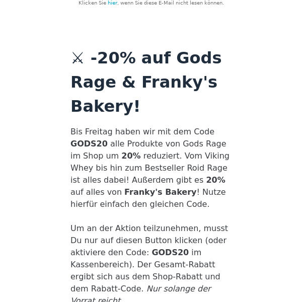 🔥 -20% auf Gods Rage & Franky's Bakery! 🔥 - Jetzt schnell zugreifen!