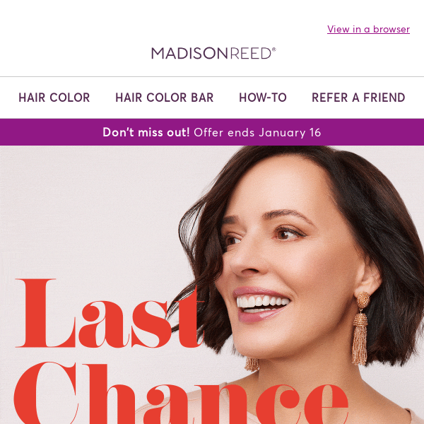 Last chance to get 15% off your new look