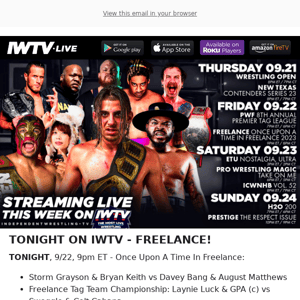 TONIGHT on IWTV - Freelance Wrestling!