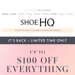 Up to $100 off starts... NOW!