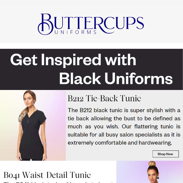 Get inspired with Black Uniforms from Buttercups 🖤