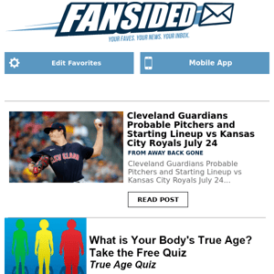 Cleveland Guardians Probable Pitchers and Starting Lineup vs Kansas City Royals July 24