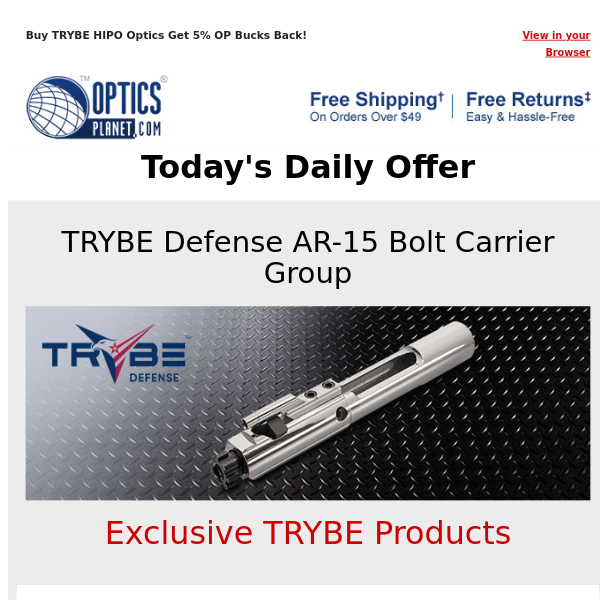 New TRYBE Exclusive Chrome Bolt Carrier Groups at OpticsPlanet!