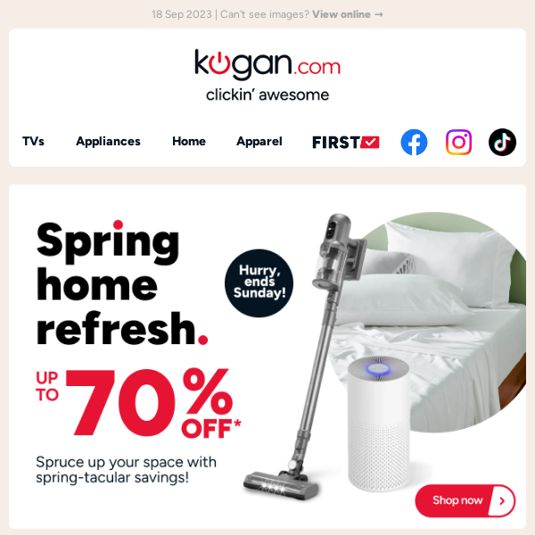 Spring-tacular home refresh up to 70% OFF - Hurry, ends Sunday!