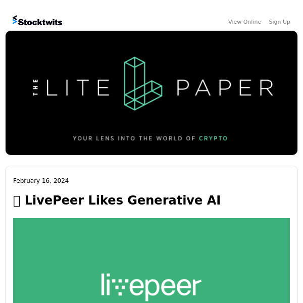 📺 LivePeer Likes Generative AI