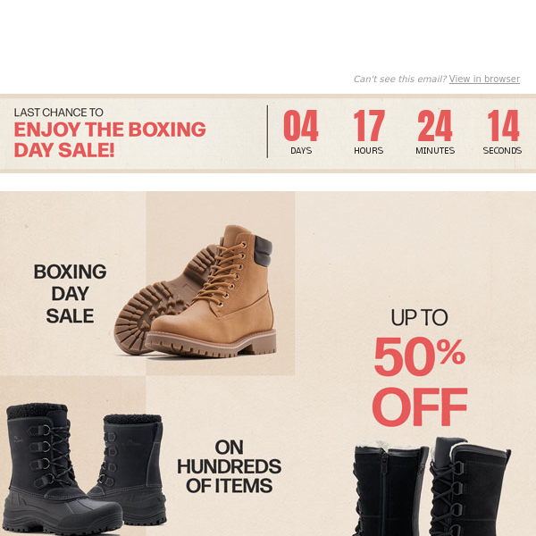 BOXING DAY SALE 🚀 Up to 50% off your favourite boots!