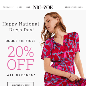 Today only: save 20% on all dresses