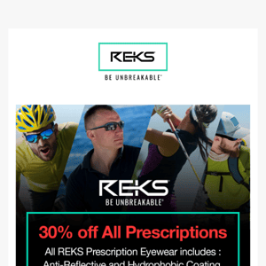 30% off All Prescription Sunglasses