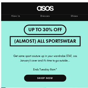 Up to 30% off almost all sportswear 🏋️