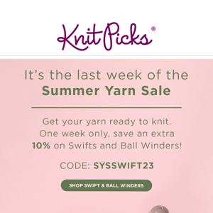 The last weekly Summer Yarn Sale promo