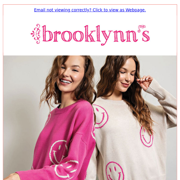 We're all 😁😁 for these NEW arrivals & sales! Shop in-store or online at www.brooklynns.com.