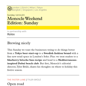 The Monocle Weekend Edition – Sunday 12 November 2023