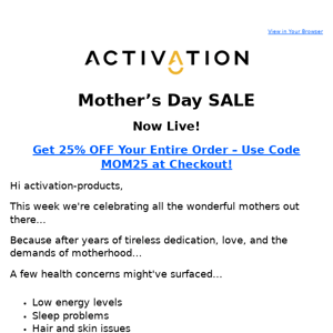 Starting Now - Mother’s Day SALE