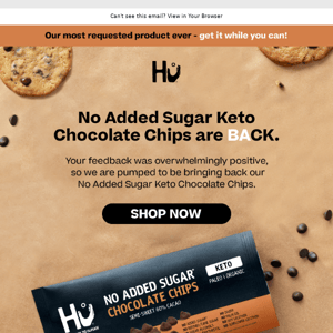 No Added Sugar Keto Chocolate Chips are BACK! 📣