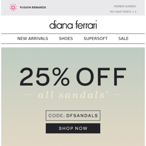 25% Off All Sandals Continues!