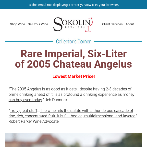 Majestic and Sensational 6L Imperial of 100-Point, 2005 Chateau Angelus - Lowest Price