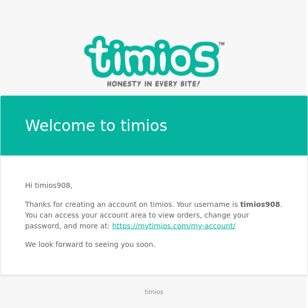 Your timios account has been created!