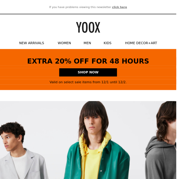 EXTRA 20% OFF a sale selection for 48 hours
