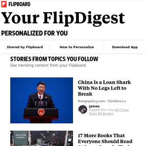 What's new on Flipboard: Stories from China, Books, Lifestyle and more