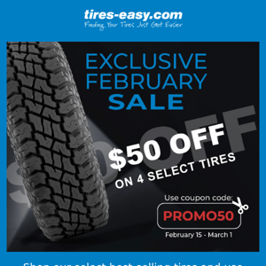 📣 SAVE $50 with PROMO50 on Our Best-Selling Tires!