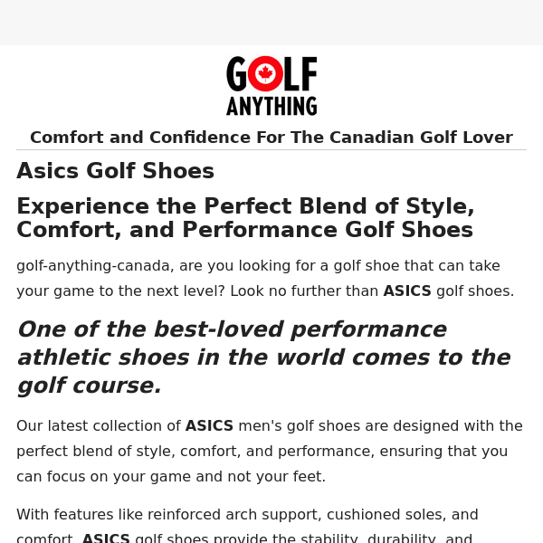 Unleash Your Golfing Potential with ASICS Golf Shoes