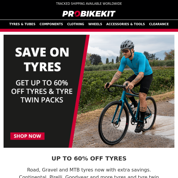 Up to 60% off Tyres