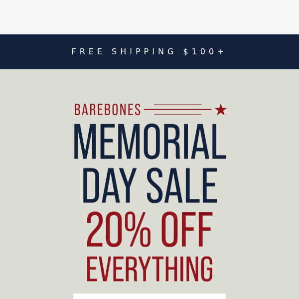 This Weekend Only - 20% Off Everything.