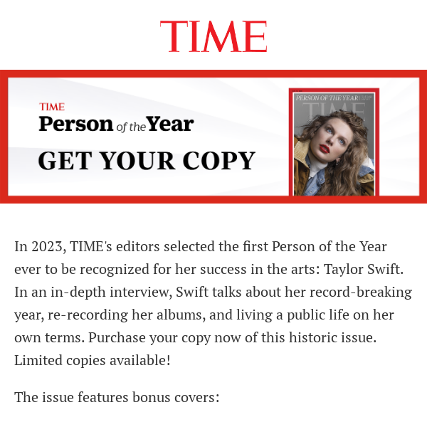 Get your copy of Taylor Swift - TIME's 2023 Person of the Year!