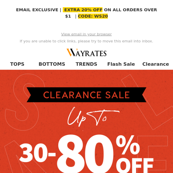 Attention! Clearance Sale, Up To 80% OFF