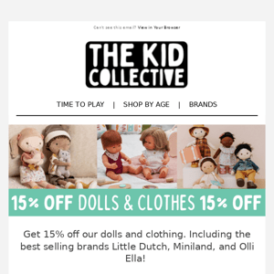 ✨ FLASH 15% OFF DOLLS & CLOTHES