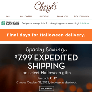 Halloween treats on sale + $7.99 expedited shipping.