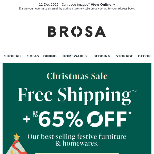 Free Shipping + Up to 65% OFF our best selling festive furniture & homewares!