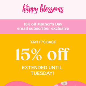 YAY! 15% off extended 😍