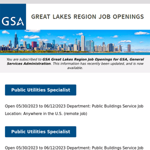 New/Current Job Opportunities in the GSA Great Lakes Region