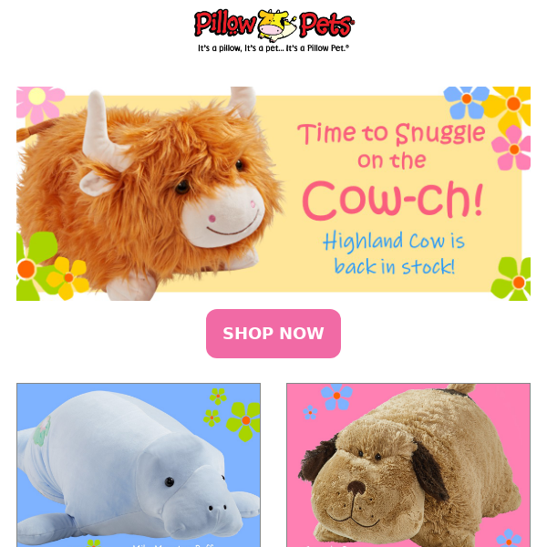 Barb the Pink Highland Cow Pillow Pet