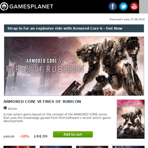 Armored Core 6 🤖 launches with 87% on Metacritic / Blasphemous 2 release /  Gamescom 2023 Deals - Games Planet
