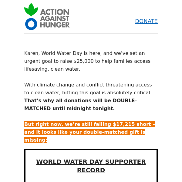 Your World Water Day donation is still pending