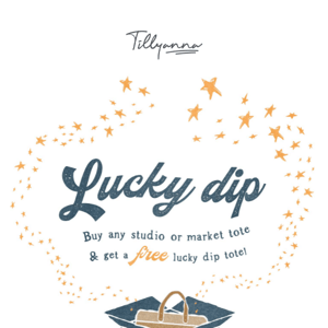 Free lucky dip studio or market tote with each purchase! ✨