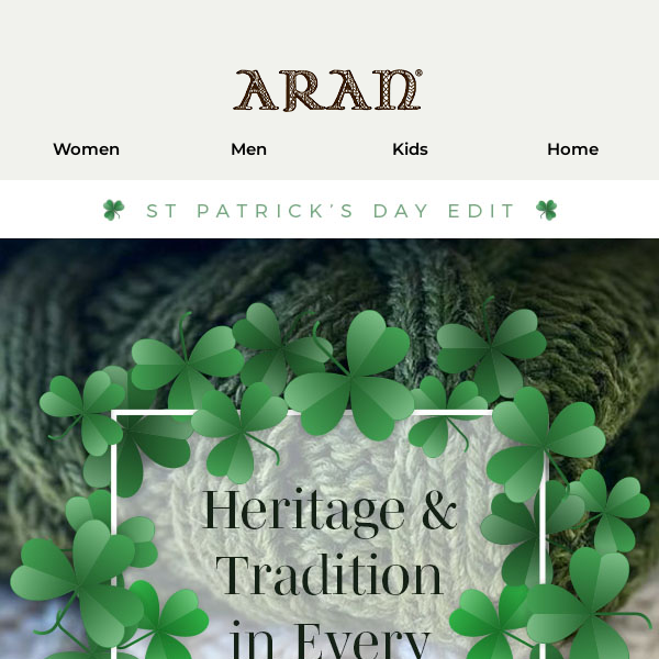 Celebrate St. Patrick's Day  ☘️ with Timeless Aran Knits