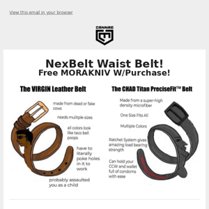 NexBelt Waist Belt! - Comes with Free MORAKNIV!