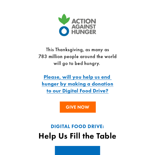 Help fill tables around the world this giving season