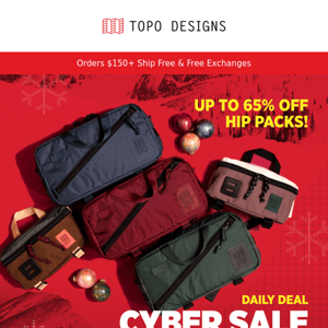 CYBER MONDAY: Up to 65% off Hip Packs!