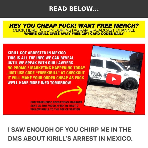 KIRILL GOT ARRESTED IN MEXICO...