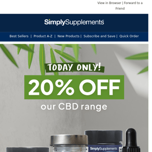 20% off our CBD range - TODAY ONLY -