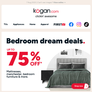 😴 Bedroom dream deals: Up to 75% OFF mattresses, manchester & bedroom furniture