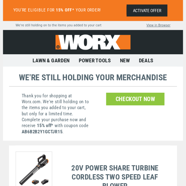 Worx Latest Emails Sales Deals