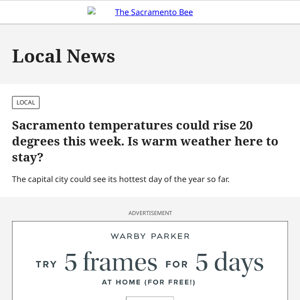 Sacramento weather forecast: Warm weather and no rain