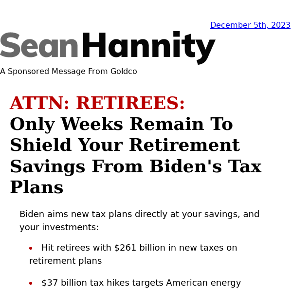 Biden's Plans for Retirees...